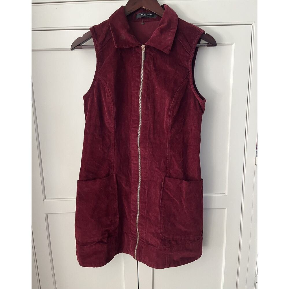 Romeo and Juliet burgundy corduroy sleeveless collared zipper dress sz. M NWOT